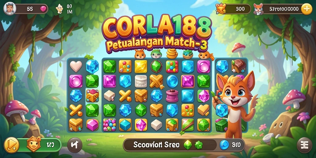 Gameplay seru CORLA188 dengan ledakan warna-warni Match-3.