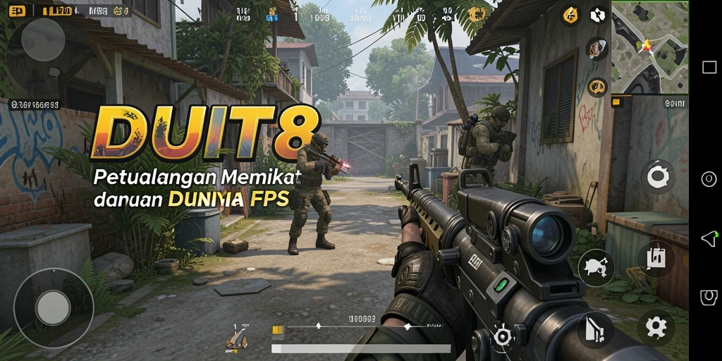 Tangkapan layar gameplay menampilkan pertempuran intens dalam DUIT8.