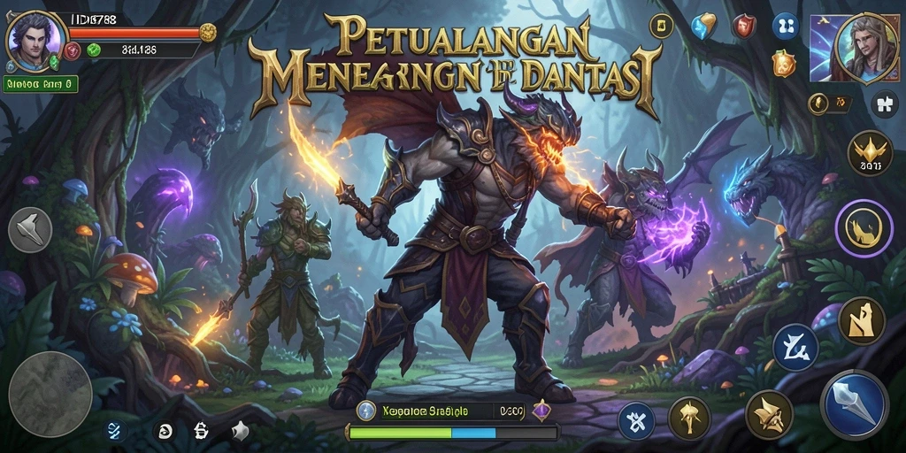 Screenshot utama ID6788 menampilkan karakter dalam pertempuran di dunia petualangan.