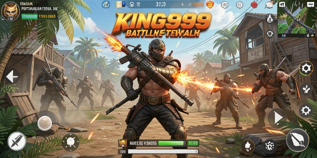 Tampilan gameplay seru dalam KING999 saat bertarung di arena Battle Royale.