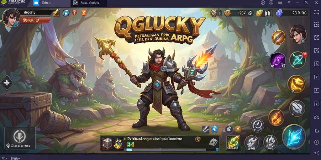Screenshot QGLUCKY menampilkan aksi seru dalam petualangan ARPG.