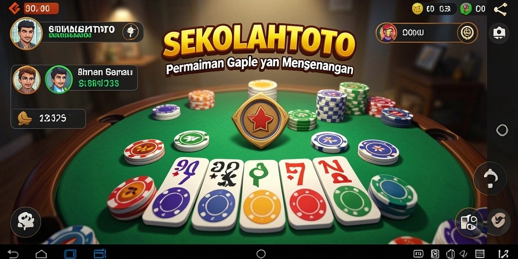 Tampilan gameplay Gaple yang seru di SEKOLAHTOTO.