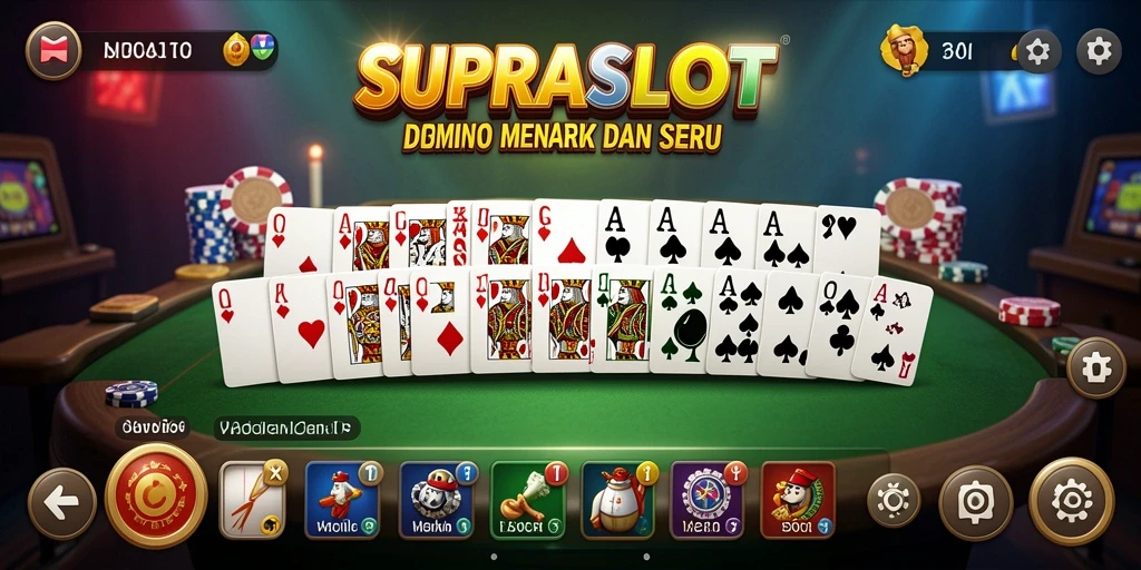 Screenshot utama SUPRASLOT menampilkan aksi seru permainan Domino.