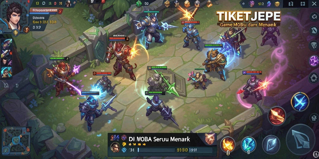 Tampilan seru dari gameplay MOBA di TIKETJEPE.